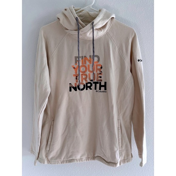 Columbia Sweatshirt Mens Medium Cream Graphic Outdoor Active Camping Hiking‎ - Picture 1 of 8